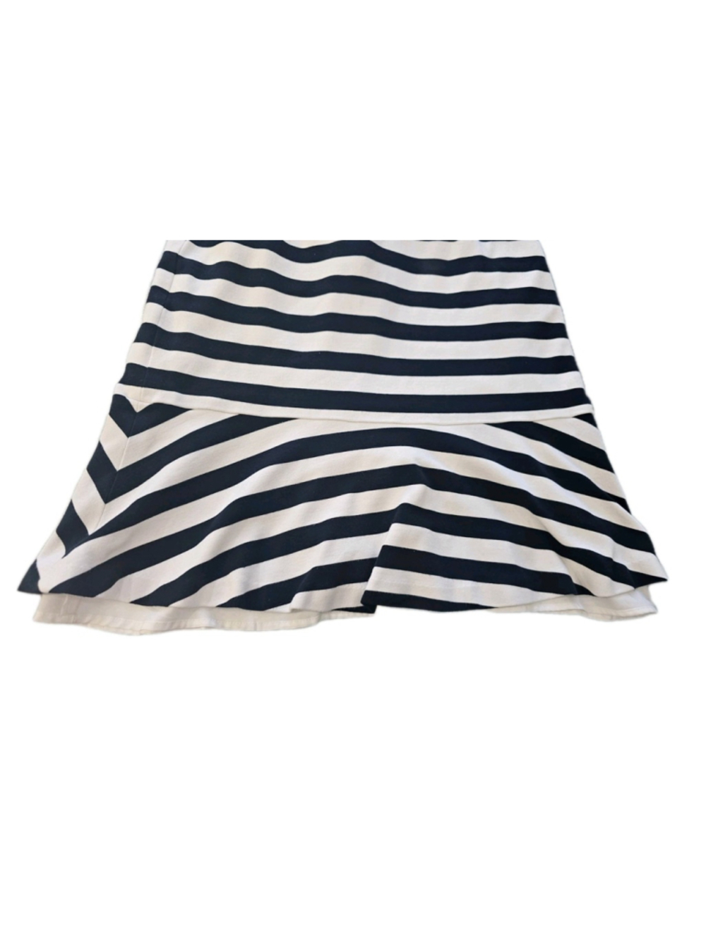 Banana Republic Dress Size 14 Womans Navy White Striped Ponte Sleeveless Ruffle - Picture 5 of 16
